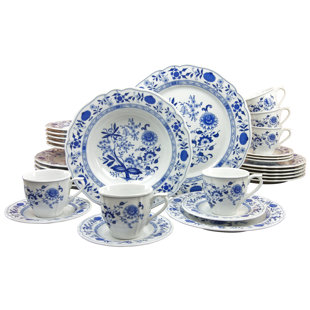 CREATABLE Flora Onion Pattern 30 Piece Dinnerware Set with Mug, Service for 6