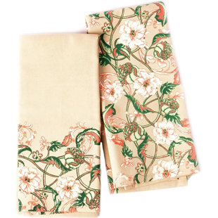 THE FINE LIVING COMPANY 100% Cotton Kitchen Towels, 18 x 28 inches, Ornamental Printed Dish Towels, Hand Towel (Set of 2)