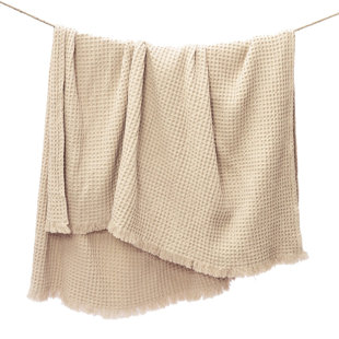 THE FINE LIVING COMPANY 100% Cotton Waffle Weave Throw Blanket - Lightweight, Soft and Breathable Throw Blanket for All Season- Skin-Friendly Blanket for Couch, Bed, Sofa- 50”x60” inches