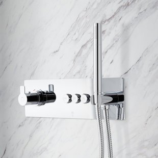 SIGNATURE HARDWARE Hollyn Simple Select Thermostatic Shower System with Dual-Function Shower Head and Hand Shower