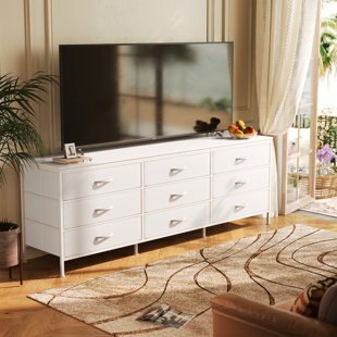 EBERN DESIGNS Janne Modern Dresser, 63" Bedroom Dresser, Chest of Drawers, 9 Drawer Dresser, Dressers TV Stand for 55, 65, 70 Inch TV, Long Dresser, Large Dresser, TV Console with Drawers