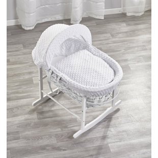 ISABELLE & MAX Lenore Dimple Wicker Moses Basket mit Bettzeug und Ständer