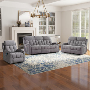HOKKU DESIGNS Brost 3-Piece Manual Reclining Living Room Set With Cupholders