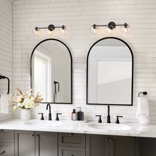 EVERLY QUINN Mansurah 3-Light Dimmable Globe Vanity Light with Seeded Glass