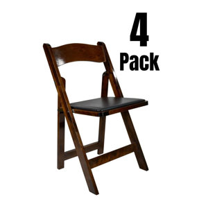 ToughWood Folding Chair with Tan Padded Seat by Chivari, 4 Chair Bundle by Chivari (Set of 4)