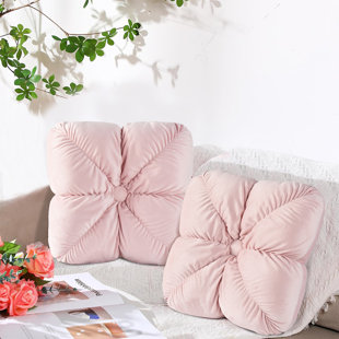 HOMECHOICE INTERNATIONAL GROUP Decorative Throw Pillows For Bed Couch - Set Of 2 Elegant Hand Ruched Flower Shaped Pillow, Soft And Durable Velvet Floor Pillow For Home Decor, Bed Living Room And Sofa (Set of 2)
