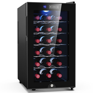 LINKEWODE 18 Bottle Wine Cooler, Freestanding Wine Fridge With 46-66 ℉ Digital Temperature Control, Countertop Wine Refrigerator For Wine Enthusiast, 48 L