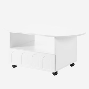 KEYLY INC Flexible Coffee Table with 2 Brake Wheels and Drawer