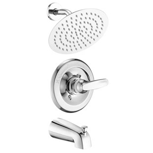 LUXYWEIVE Round Rainfall Shower Head And Handle Set, Along With Tub Trim Kit, Suitable For Delta 1300/1400 And 13/14 Series.(valve& Catridge Not Inclued)