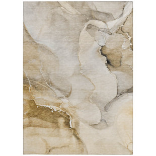 HOMEROOTS 9' X 12' Beige and Brown Abstract Washable Indoor Outdoor Area Rug