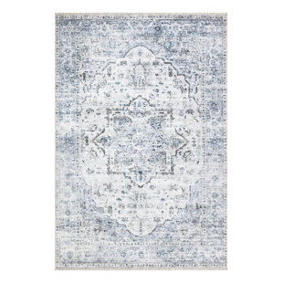 BUNGALOW ROSE Washable Non-Slip Traditional Rug for Entryway, Hallway, Bathroom, and Kitchen