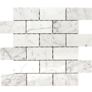 PARVATILE Carrara 2" x 4" Marble Brick Joint Mosaic Wall Tile