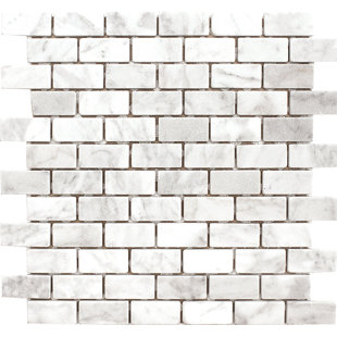 PARVATILE Carrara 1" x 2" Marble Brick Joint Mosaic Wall Tile