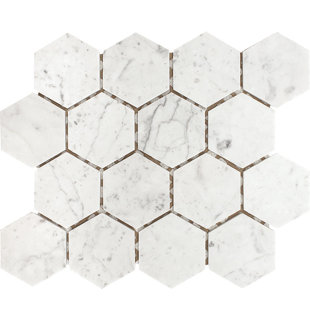 PARVATILE Carrara 3" x 3" Marble Honeycomb Mosaic Wall Tile