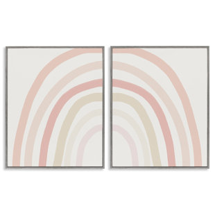 STUPELL INDUSTRIES " Children's Soft Pastel Rainbow Shape Pink Beige Arches " 2 - Pieces