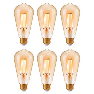 EDISHINE 60 Watt Equivalent (8 Watt) ST64 E26/Medium (Standard) Dimmable 2200K LED Bulb (Set of 6)