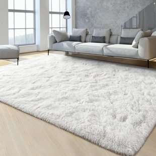 MERCER41 Shahen Rectangle Shag Area Rug in White