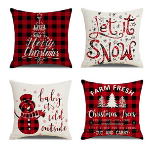 ZYAWP Merry Christmas Throw Pillow Covers 18X18 Inch Set Of 4