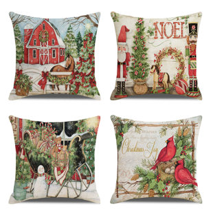 ZYAWP Christmas Throw Pillow Covers 18 X 18 Inch Set Of 4