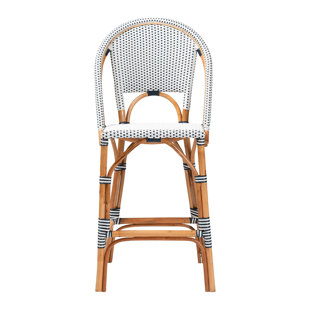 BAY ISLE HOME™ Bali & Pari Genica Classic French Two-Tone Weaving And Natural Rattan Bar Stool