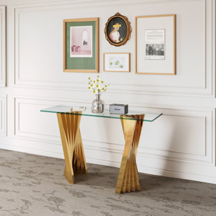 JUXING FURNITURE INC 55.12'' Glass Top Console Table