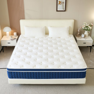 WHITE NOISE Creevery 30cm Medium Hybrid Spring Mattress In A Box Pillow Top Mattress