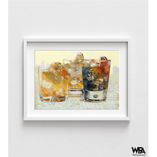 WEFRAMEART Cocktail Painting Print, Framed Strong Booze Art, Drinking Poster Print, Bar Cart Art, Liquor Wall Art, Happy Our Decor, Framed Wall Art 42X56"