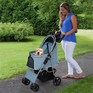 MASAKA B&W Foldable 4 Wheel Pet Stroller For Small Medium Dogs&cats With Detachable Carrier