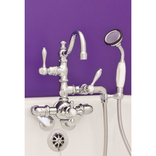STROM PLUMBING BY SIGN OF THE CRAB 3 Handle Tub Mounted Clawfoot Tub Faucet with Diverter and Handshower