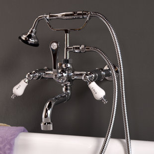 STROM PLUMBING BY SIGN OF THE CRAB Double Handle Wall Mounted Clawfoot Tub Faucet Trim with Diverter and Handshower