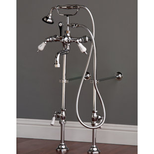 STROM PLUMBING BY SIGN OF THE CRAB Double Handle Wall Mounted Clawfoot Tub Faucet Trim with Diverter and Handshower
