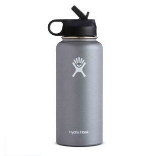 S-SUMDOP 32oz. Wide Mouth Straw Lid Vacuum Insulated Stainless Steel Water Bottle