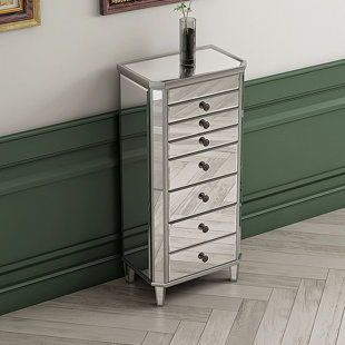 SMI CABINETRY INC 18.11" Silver Rectangular Solid + Manufactured Wood Jewelry Armoires