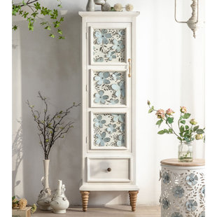 SMI CABINETRY INC 63.19" White Standard Manufactured Wood+Iron+Glass Accent Cabinet