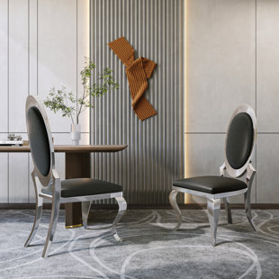 ROSDORF PARK Damarae Upholstered Side Chair in Silver (Set of 2)