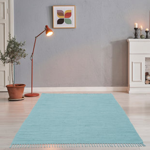 THEKO Solid Colour Cotton Hand Loomed Area Rug