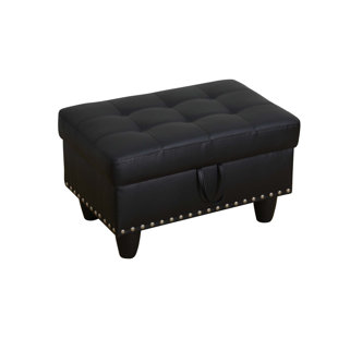 LEANN WALL WHISPERERS Faux Leather Ottoman