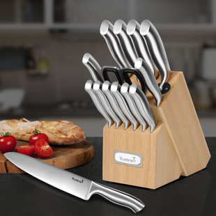 Kuisine 15pcs Kitchen Knife Block Set With Built-in Sharpener