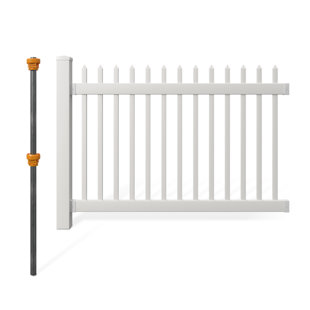 WAMBAM NO-DIG FENCE 4ft H x 6ft W (1 Panel + 1 Post) No Dig WamBam Nantucket Fence Kit, White Vinyl Picket Fence Panel, Easy DIY Installation Fence Panel Kit, Durable Outdoor Fence for Yard or Garden, BL19101