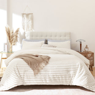 SHANGHAI DANGQIN TRADING CO., LTD Fluffy Comforter Set - Fleece Luxury Fuzzy Reversible Bedding Comforter Set, Soft & Warm Comforter All Season With Pillow Case