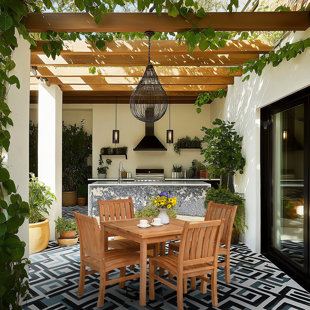 CHIC TEAK 5 Piece Teak Wood Bistro Dining Set Including 35" Square Table With 4 Abaco Side Chairs