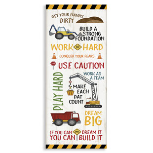 MASON & MARBLES " Kids' Construction Zone Vehicles Motivational Phrases " by Jennifer Pugh