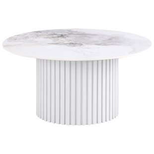 COASTER Rowena Round Sintered Stone Coffee Table White Faux Marble