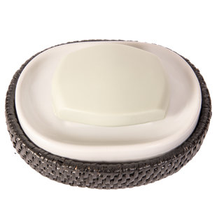 ARTIFACTS TRADING Artifacts Rattan Oval Soap Dish with Ceramic Insert