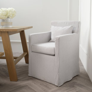 BEACHCREST HOME Chama Grey Thin Stripe Dining Chair