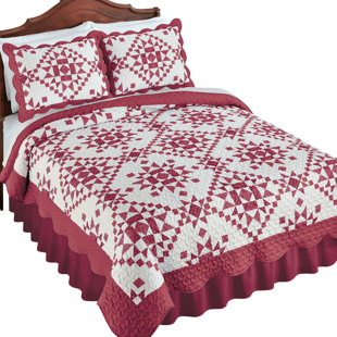 WINSTON BRANDS Classic Star Design Patchwork Scalloped Edge Quilt