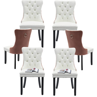 ROSDORF PARK High-end Tufted Velvet Upholstered Nailhead Dining Chair (Set of 6)