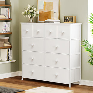 EBERN DESIGNS Ojaswi 10 Dressers, Wooden Dresser, Chest of Drawers with Fabric