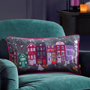 FURN. Creepy Town Cushion Cover Abstract Purple Rectangular Throw Cushion Cover