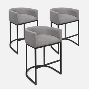 HOKKU DESIGNS Upholstered Counter Stool with Metal Frame (Set of 3)